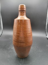 Vintage Portugal Stoneware Speckled Brown Wine Bottle Vase picture