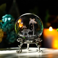 ZEERSHEE 3D Glass Laser Elephant Ball Figurines 3D Crystal Ball size: 2.3in picture