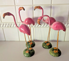 4 Pink Flamingoes Paper Mache ~ 10