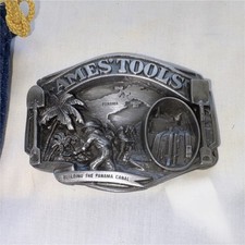 Ames Tools Building the Panama Canal Western Americana Belt Buckle picture