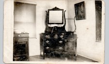 BEDROOM INTERIOR FURNITURE c1910 postcard real photo rppc historic antique picture