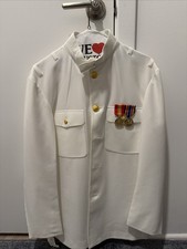 US Navy Officer Dress White Choker Uniform Coat Jacket 40R Reg Abbott *Worn Once picture