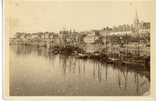 E.Oblin, France, Saint-Malo, Vue de Port vintage albumen print, cabinet card  picture