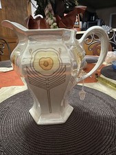 Antique Bernardaud Limoges Hexagon Lusterware Pitcher,Deco French Porcelain1920s picture
