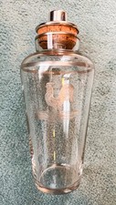 RARE JAMES DIXON 1924 ETCHED CRYSTAL & SILVER TRIMMED COCKEREL COCKTAIL SHAKER picture