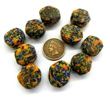 Mixed Lozenge shape African Made Trade Beads { 10 Pc }   CX5   Bin G picture