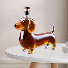 Whiskey Bottle Glass Liquor Bottle Dachshund Dog Shape Decorative Decanter picture