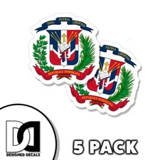 Dominican Republic Coat of Arms Sticker Self Adhesive 3 inch flag Decals 5pk picture