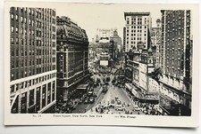 NY RPPC Real Photo Postcard New York City Times Square signs street trolleys EKC picture