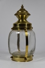 Vintage Hazel Atlas Brass Glass Jar Apothecary Canister Cookie Candy Cigar Beach picture