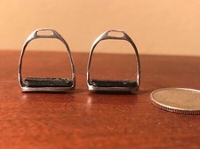 RDLC Traditional 1:9 ENGLISH STIRRUPS in White Bronze with Black Plastic Treads picture