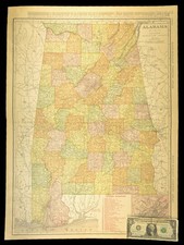 1911 Antique Alabama Railroad Map ORIGINAL Atlas Map Southern Railway DATED picture