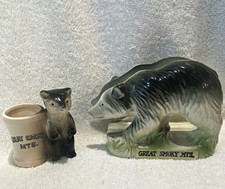 Vintage Great Smoky Mountains Bear Napkin & Toothpick Holder Set Made in Japan picture