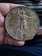 Saint Gaudens Paperweight Patina Metal Gold Vintage $20 Dollar Collector GIFT picture
