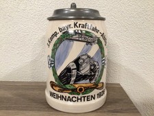 Original German Regimental Bavarian Motor Transport Stein W/Embossed Lid picture