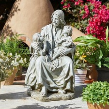 Jesus With Children Outdoor Resin Statue 16.5