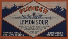1920s-30s PIONEER LEMON SOUR Davenport Washington SODA label Pioneer Bottling picture