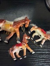 Vintage Sonsco Horse with 2 Colts. Cute horse family attached with metal chain. picture