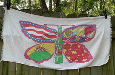 Vtg 7up The Uncola Pat Dypold’s Design Butterfly Psychedelic Beach Towel Rare picture