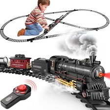 RC Train Set for Kids, Alloy Steam Locomotive with Cars and Tracks | Train Set f picture