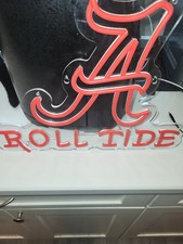 Football Neon Wall Sign LED Light Man Cave Bar Dorm Alabama crimson tide roll picture
