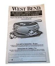 BOOK ONLY - West Bend Crockery Cooker 3-4 Quart Care Use Instructions Recipes picture