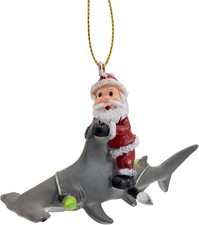 Hammerhead Christmas Tree Ornament with Santa Claus Riding Covered in Lights picture