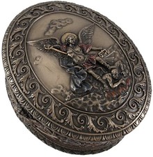St Michael Trinket Box Vintage Religious Keepsake Saint Michael Archangel Gift picture