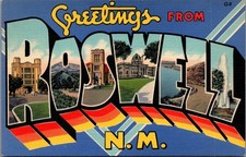 Vintage Roswell NM Large Letter Postcard - New Mexico Military Institute picture