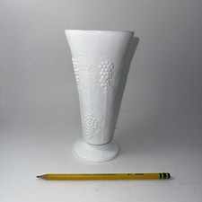 Vintage Milk Glass Vase Grape Pattern picture