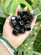 Black Obsidian Tumbled Crystal Stones, 1/2 inch to 1.5 inch, Grade AAA+ picture