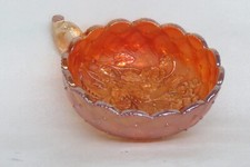 Imperial Marigold Carnival Glass Quilted Pansy Flowers Nappy Candy Dish 3336B picture