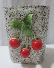 Rare Vintage Antique Lovina California Pottery Cherry Vase 1950's picture