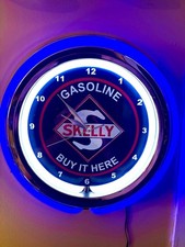 Skelly Oil Gas Service Station Man Cave Store Neon Style Retro LED Clock Sign picture