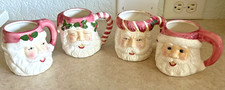 Vtg. K's Collection Dollar Tree Ceramic Santa Jolly Face Mugs Lot of 4 picture