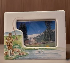 Vintage CBK Ceramic Picture Frame Fly Fishing Fisherman Dad Grandpa 1993 5x3.5” picture