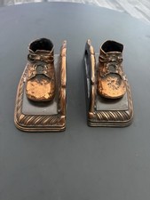 Vintage Bron-Shoe Baby Shoe Bookends picture