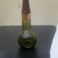 Vintage Green Textured Glass Smoking Tobacco Pipe Brass Band Ebonite Mouthpiece picture