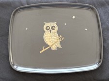 Vint Couroc Of Monterey Owl & Stars Tray Mid Century Rectangular 12.5 X 9.5 picture