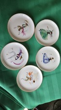 4 Rosenthal Coasters German Dancers Lederhosen Dirndl Trinket Plates Set RARE picture