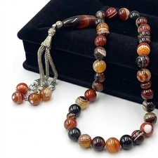 Antique Yemeni Agate Rosary 33 BeadsIslamic ​مسبحة عقيق يماني قديم أصلي 🥇 picture