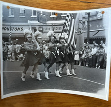 VTG 1950s B&W 8x10 PHOTO BROCKPORT NY MAIN STREET PARADE COLOR GUARD COCA COLA picture