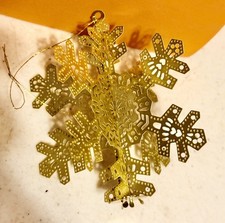 Vintage Just For You Gold Tone Snowflake Christmas Ornament picture