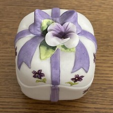 Lund's Lites In  Lefton Ceramic Porcelain Candle Holder Purple Floral Gift Box picture