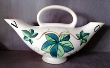 Vintage Ceramic Oil / Vinegar Cruet Double Sided Dispenser Green Leaves picture