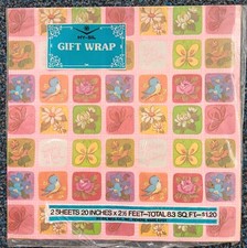Vintage Hy-Sil Gift Wrap Wrapping Paper Birthday Good Luck  2 Sheets 20x30 READ picture
