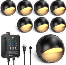 8 Pack Low Voltage LED Deck Lights Kit with Plug-In Transformer, Dusk-To-Dawn Ph picture