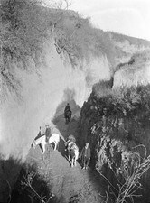 Longhua China, aerial view of people on narrow mountain pass OLD PHOTO picture