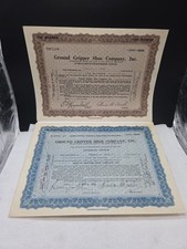 2 Ground Gripper Shoe Company Common Stock Certificates 1929 Harry Reed Autos picture