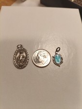 2 VINTAGE STERLING RELIGIOUS MEDALS  picture